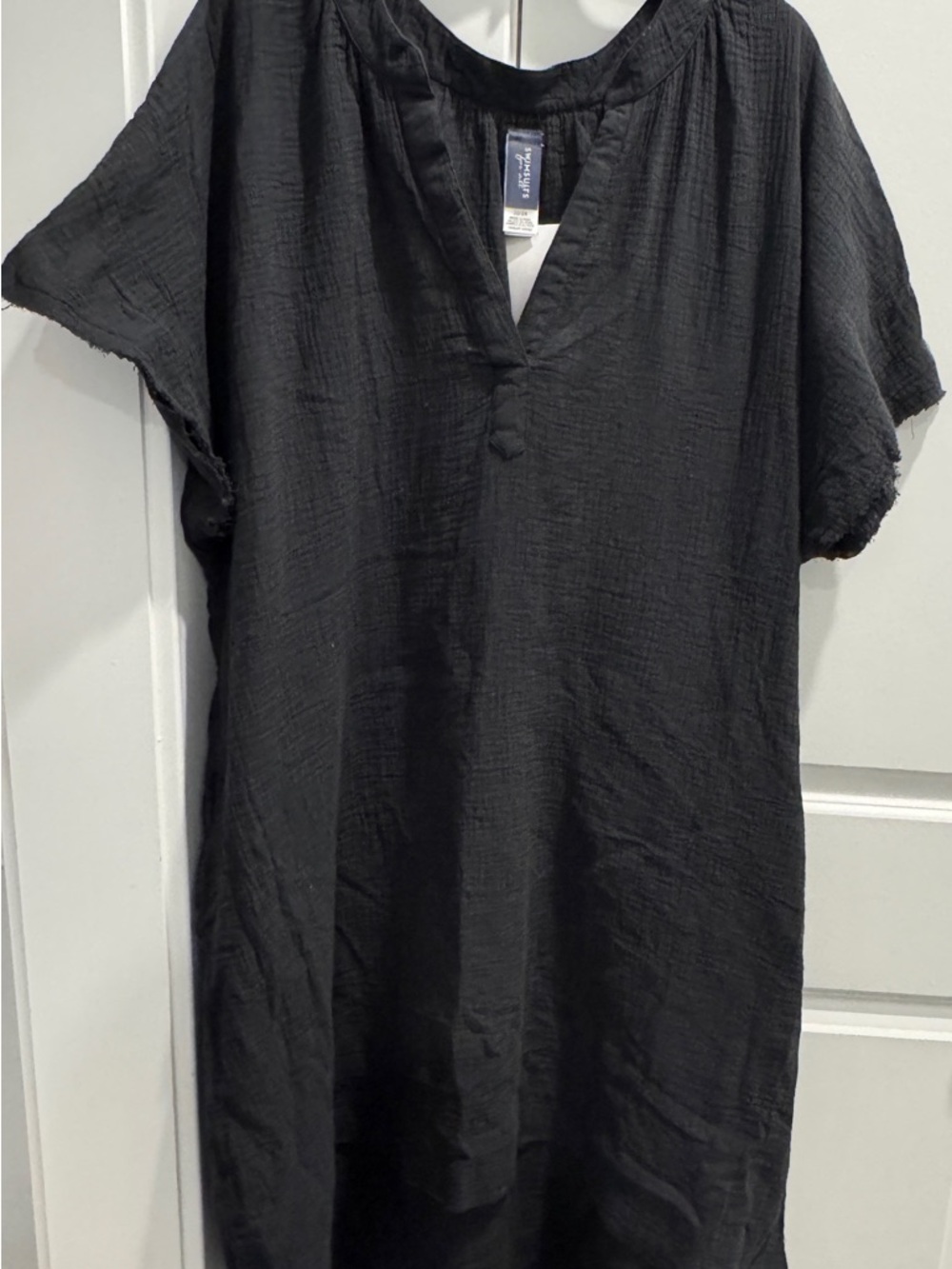 Swimsuits For All Black Short-Sleeve V-Neck Tunic